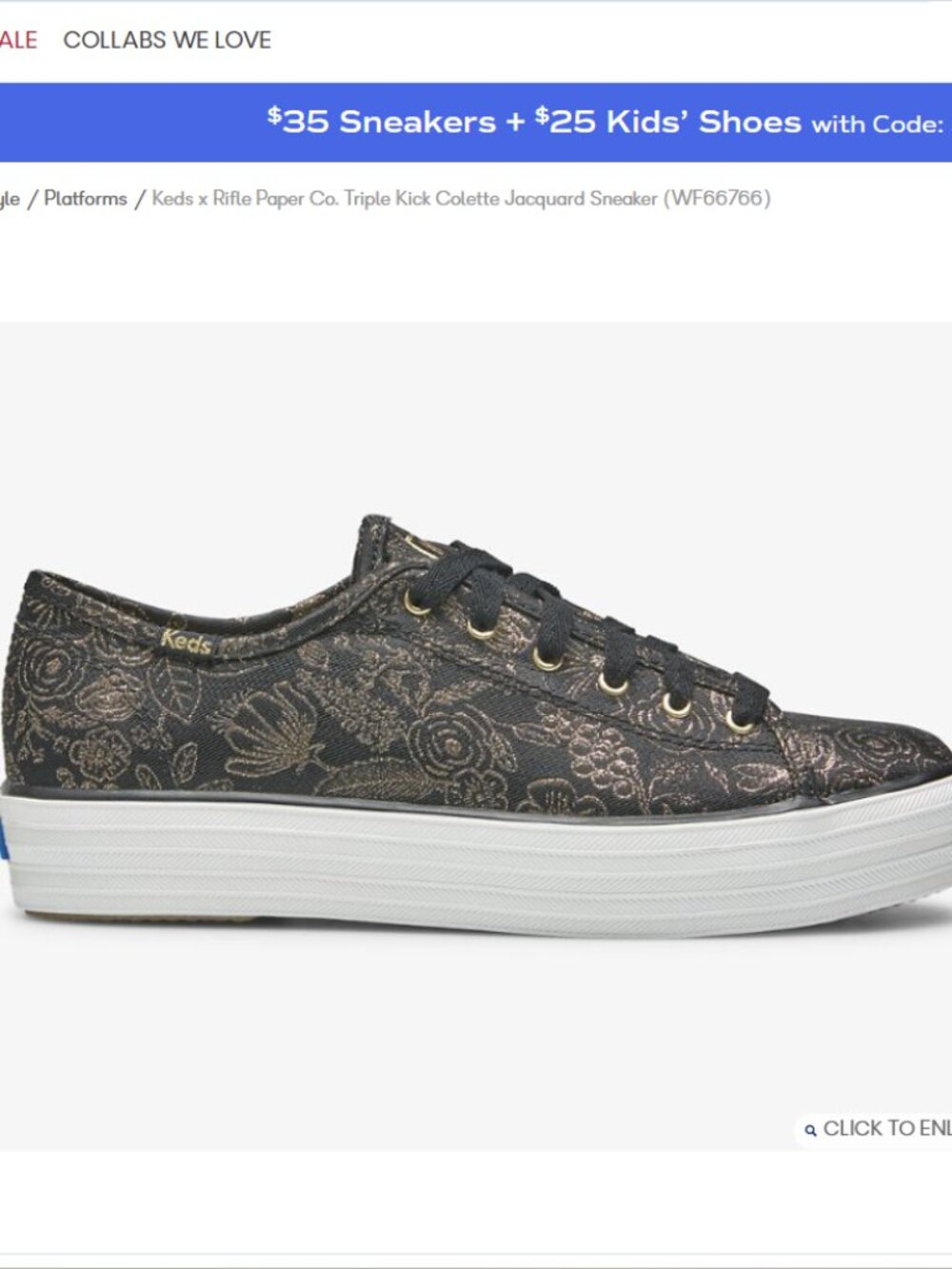 Keds x Rifle Paper Triple Kick Colette Jacquard Sneaker Size 9